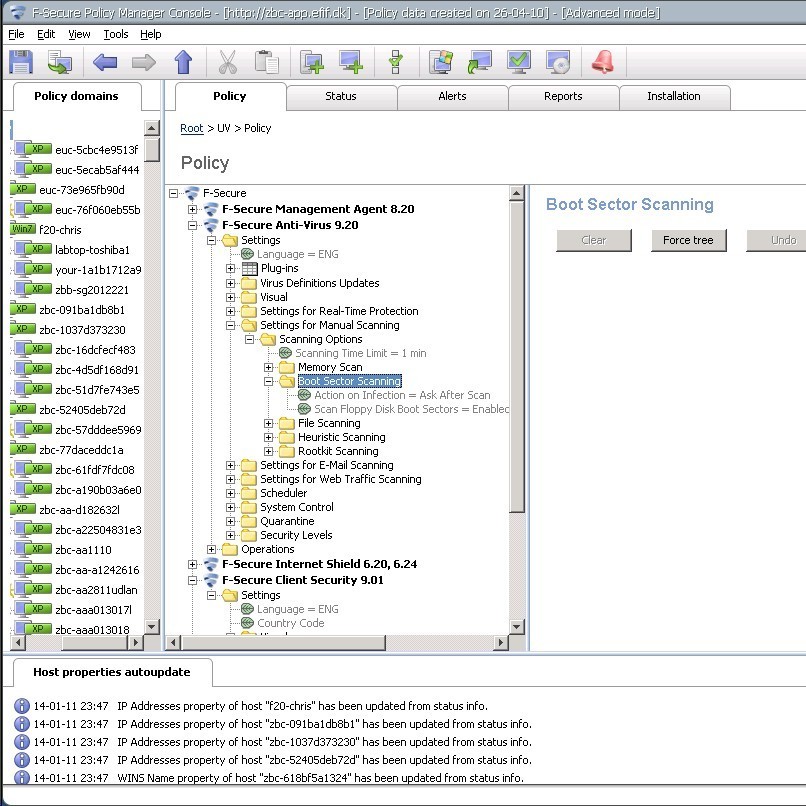 F-secure Policy Manager Advance Settings